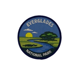 Everglades National Park Patch 3 Inch Iron On Embroidered Florida Travel Souvenir Badge Wildlife Swamp Hiking Gift