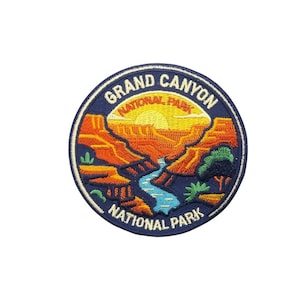 Patch bordado termocolante de 7,6 cm do Parque Nacional do Grand Canyon, lembrança de viagem do Arizona, ideal para trilhas, mochilas e atividades ao ar livre.