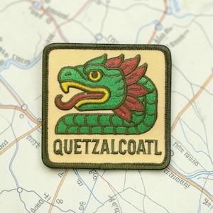 Quetzalcoatl Azteken mit Federn versehene Schlange Patch 3-Zoll-Eisen auf bestickt mexikanischen Erbe mesoamerikanischen Stolz Geschenk