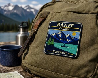 Banff National Park Embroidered Patch, Canada Mountain Lake Travel Souvenir (3 Inch)