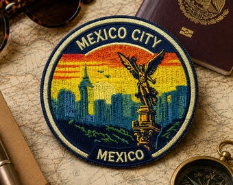 Mexiko-Stadt Patch, 3-Zoll-Eisen auf gesticktem Engel der Unabhängigkeit Reise-Andenken-Abzeichen für Hut-Rucksack-Jacken-Weste, Mexiko-Geschenk