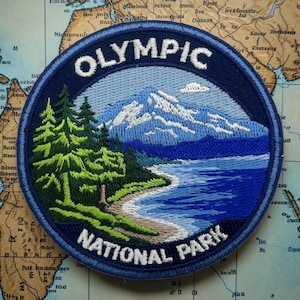 Olympic National Park Patch 3 Inch Iron On Embroidered Washington Rainforest Mountain Travel Souvenir Badge Hiking Gift