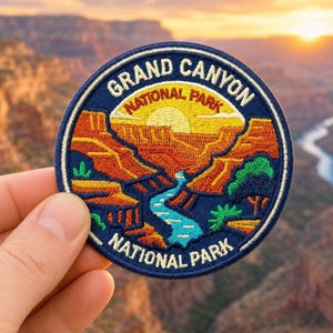 Grand Canyon National Park Patch – 3 Inch Iron-On Embroidered Canyon Landscape Travel Souvenir Badge