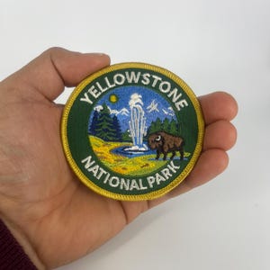 Yellowstone National Park Patch – 3 Inch Iron-On Embroidered Geyser Travel Souvenir Badge
