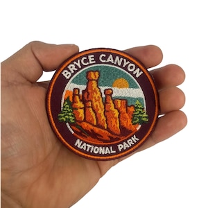 Bryce Canyon National Park Patch – 3 Inch Iron-On Embroidered Sunset Tones Travel Souvenir Badge