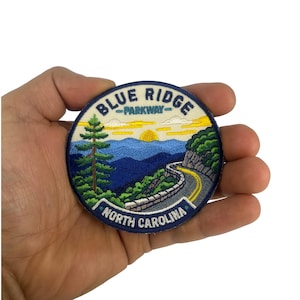 Blue Ridge Parkway Patch – 3 Inch Iron-On Embroidered Mountain Road Travel Souvenir Badge