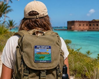 Dry Tortugas National Park Patch, 3 Inch Iron On Embroidered Travel Patch, Florida Keys Souvenir, Sea Turtle Backpack Jacket Badge Gift
