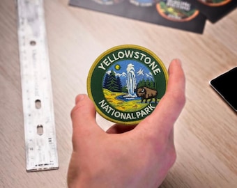 Yellowstone National Park Embroidered Patch: Old Faithful Bison Souvenir (3 Inch)