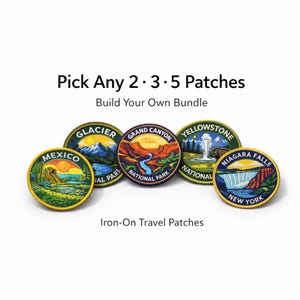 Build Your Own Patch Bundle | Pick Any Travel Patches Set | National Park & City Iron On Patches | Adventure Backpack Patches
