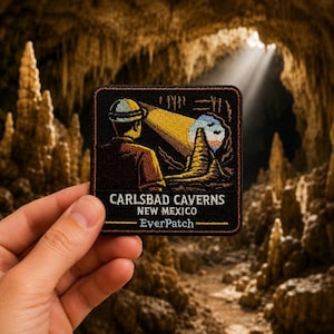 Carlsbad Caverns Patch Iron On Embroidered National Park 3 Inch Souvenir Badge for Backpack Jacket, Travel Gift