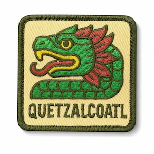 Embroidered Quetzalcoatl Serpent Patch – Aztec Mesoamerican Art (3 Inch Iron-On)