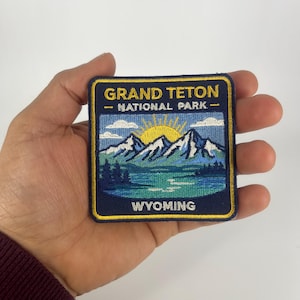 Grand Teton National Park Patch – 3 Inch Iron-On Embroidered Mountain Lake Travel Souvenir Badge