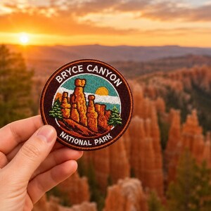 Bryce Canyon Patch Iron On Embroidered National Park 3 Inch Utah Canyon Souvenir Badge for Hat, Backpack Jacket, Vest, Hiking Travel Gift
