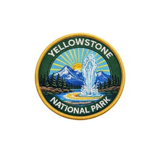 Parche de 3 pulgadas del Parque Nacional de Yellowstone para planchar, bordado, insignia de recuerdo de viaje Old Faithful de Wyoming, regalo de senderismo