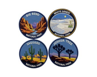 Desert National Park Patches: Big Bend, Joshua Tree, Saguaro, White Sands (3 Inch)
