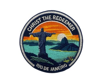 Embroidered Christ the Redeemer Patch: Rio de Janeiro Sunset Travel Souvenir 3 Inch