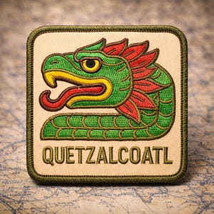 Quetzalcoatl Aztec Feathered Serpent Patch 3 Inch Iron On Embroidered Mexican Heritage Mesoamerican Pride Gift