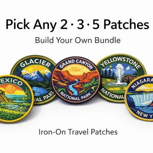 Crea tu propio paquete de parches / Elige cualquier conjunto de parches de viaje / Parches termoadhesivos de parques nacionales y ciudades / Parches para mochilas de aventura