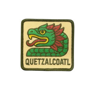 Parche bordado de la serpiente Quetzalcóatl – Arte azteca mesoamericano (para planchar, de 7,6 cm)