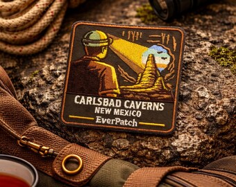 Carlsbad Caverns National Park Embroidered Iron-On Patch – New Mexico Cave Souvenir Badge