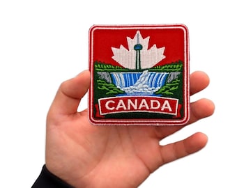 Niagara Falls Maple Leaf Canada Patch, 3 Inch Iron On Embroidered Souvenir Badge