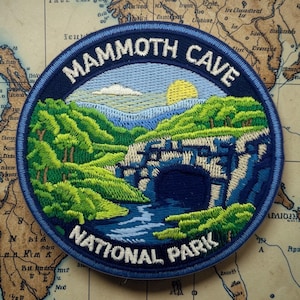 Mammoth Cave National Park Patch 3 Inch Iron On Embroidered Kentucky Cave Travel Souvenir Badge Hiking Gift