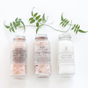 Natural Skin Care, Bath Salts, Mothers Day Gift for her Bath Soak, Pink Grapefruit Bath Salt Detox Salts & Scrubs The Little Flower Soap Co image 1