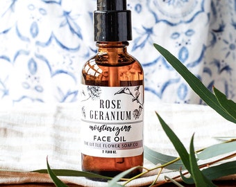 Radiant Rose Geranium Face Oil: All-Natural Moisturizing Blend with Jojoba, Apricot Kernel, and Essential Oils - Skincare Elixir