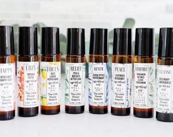 Set of 8 Essential Oil perfume roll on, Peppermint oil lavender oil diffusers, eucalyptus, travel essentials, self care gifts for women mom