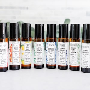 Set of 8 Essential Oil perfume roll on, Peppermint oil lavender oil diffusers, eucalyptus, travel essentials, self care gifts for women mom