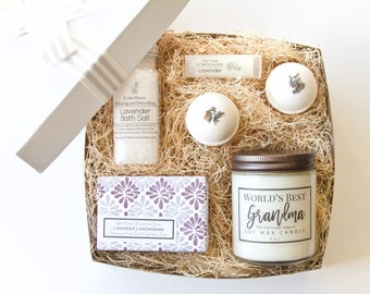 Luxury Lavender Gift for Grandma - Worlds Best Grandma - Grandma Gift, Christmas Gift Box, gift for Grandma, New Grandmother gift