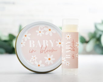 Baby In Bloom- Retro Daisy baby shower announcement party favors wild flower theme candle, soap, chapstick gifts