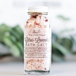 Natural Skin Care, Bath Salts, Mothers Day Gift for her Bath Soak, Pink Grapefruit Bath Salt Detox Salts & Scrubs The Little Flower Soap Co Citrus Lavender