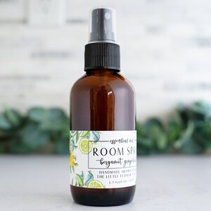 Lavender Bergamot Essential Oil Room Room Spray 4oz linen spray, lavender spray, body spray, housewarming gift, wife girlfriend Bergamot Grapefruit