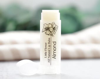 The Little Flower Soap Co - Almond Flavor Lip Balm - Natural Chapstick, Shea butter, Handmade Lip Care, Moisturizing Chapstick, Lip Butter