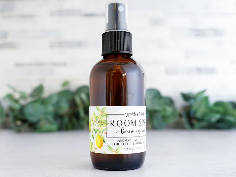 Lavender Bergamot Essential Oil Room Room Spray 4oz linen spray, lavender spray, body spray, housewarming gift, wife girlfriend Lemon Rosewood