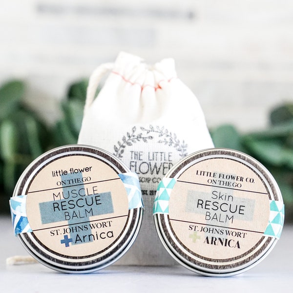 Travel Set – Natural Body Balm Duo in Linen Gift Bag – Stocking Stuffer or On-the-Go Self Care