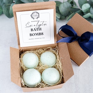 Bath Bomb Set of 4 Eucalyptus Bath Bomb - gift set for her, wedding shower, gifts for women, spa gift set, gift idea for teacher