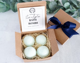 Bath Bomb Set of 4 Eucalyptus Bath Bomb - gift set for her, wedding shower, gifts for women, spa gift set, gift idea for teacher