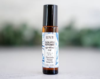 RENEW - Eucalyptus Peppermint Natural Essential Oil perfume roll on, aromatherapy blend, handmade perfume, perfect gift for mom, natural