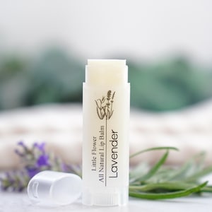 The Little Flower Soap Co - Lavender Lip Balm, essential oil scented Lip Balm, Natural Chapstick, Flavored Lip Balm, Handmade Lip Care