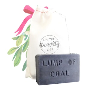 Lump Of Coal Soap Funny Stocking Stuffers for Men or Women Handmade Activated charcoal soap Christmas gift idea for dad husband mom wife