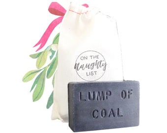 Lump Of Coal Soap Funny Stocking Stuffers for Men or Women Handmade Activated charcoal soap Christmas gift idea for dad husband mom wife