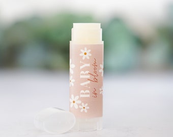 Baby in Bloom - Retro Daisy baby shower announcement party favors clementine orange theme candle, soap, chapstick gifts