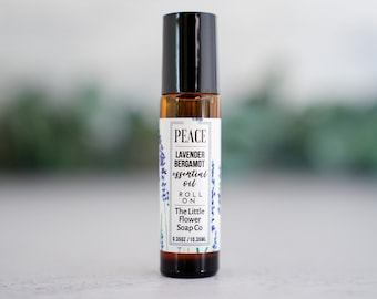 PEACE - Lavender Bergamot Natural Essential Oil perfume roll on, aromatherapy blend, handmade perfume, perfect gift for mom, minimalist gift