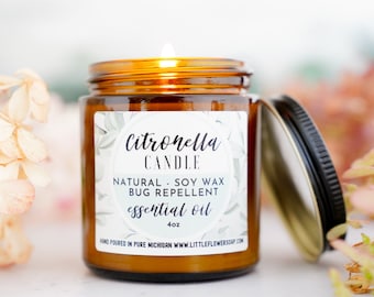 Citronella Candle - Natural soy wax bug repellent made with essential oil camping gift camp gift gift for camper stocking stuffer for camper