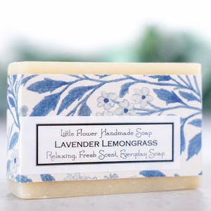 Lavender Lemongrass Soap, Handmade Essential Oil Bar Soap, Natural Cold Process Soap, Stocking Stuffer