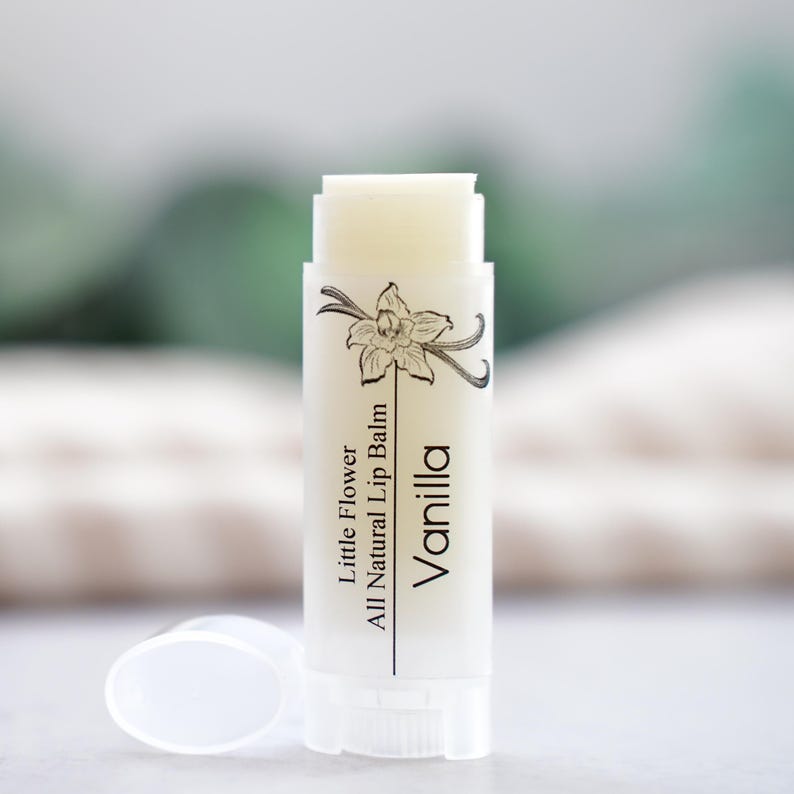 The Little Flower Soap Co - Almond Flavor Lip Balm - Natural Chapstick, Shea butter, Handmade Lip Care, Moisturizing Chapstick, Lip Butter Vanilla