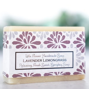 The Little Flower Soap Co Handmade Bar Soap Lavender Lemongrass essential oil artisan cold process soap 3.5 oz Bar