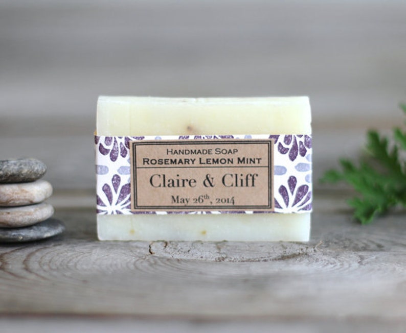 10 Customized Wedding Bridal Showers Favor Rustic Soap Gift Sets Natural Lip Balm Soap and bath salt Gift Set drawstring linen floral bag image 9